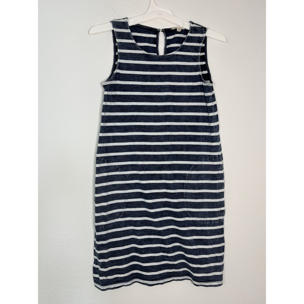 Jane‎ and Delancey Striped Sleeveless Shift Dress Navy White XS Pockets Keyhole